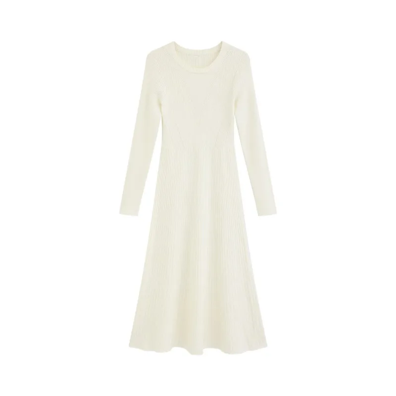 Vestido de malha para mulheres elegante fino ajuste vestido de manga longa inverno queimado sereia vestido de camisola para outono inverno casual camadas