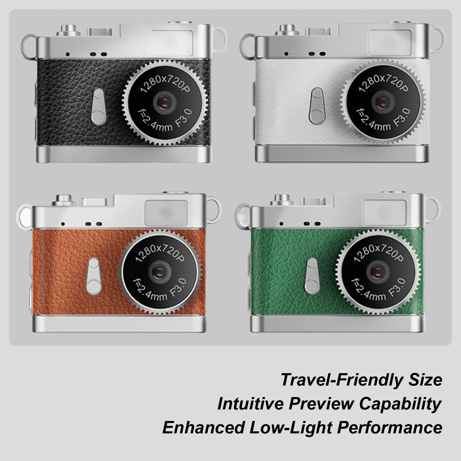 Small Digital Camera Vintage Photography Tool Adjustable LED Brightness Compact Camera 0.96in IPS Color Screen for Video