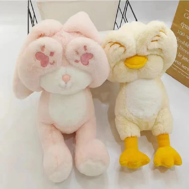 Soft Eye-coverying Frog Plush Toys Doll Pillows Suffted Animal Panda Duck Rabbit Toy Kawaii Bunny Pushies For Friend Easter Gift