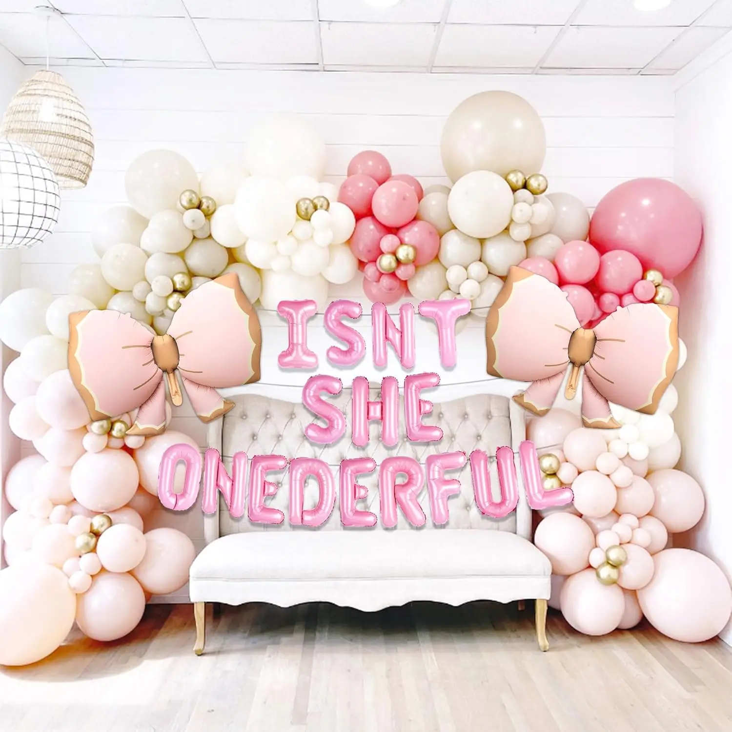 Lavardship-Ballons en aluminium avec nœud rose, décorations d'anniversaire, premier anniversaire