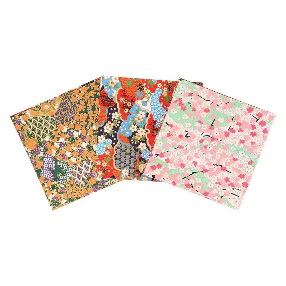 Papel de Origami Artesanal con Diseño de Grullas Japonesas y Flores Decorativas Doradas para Scrapbooking
