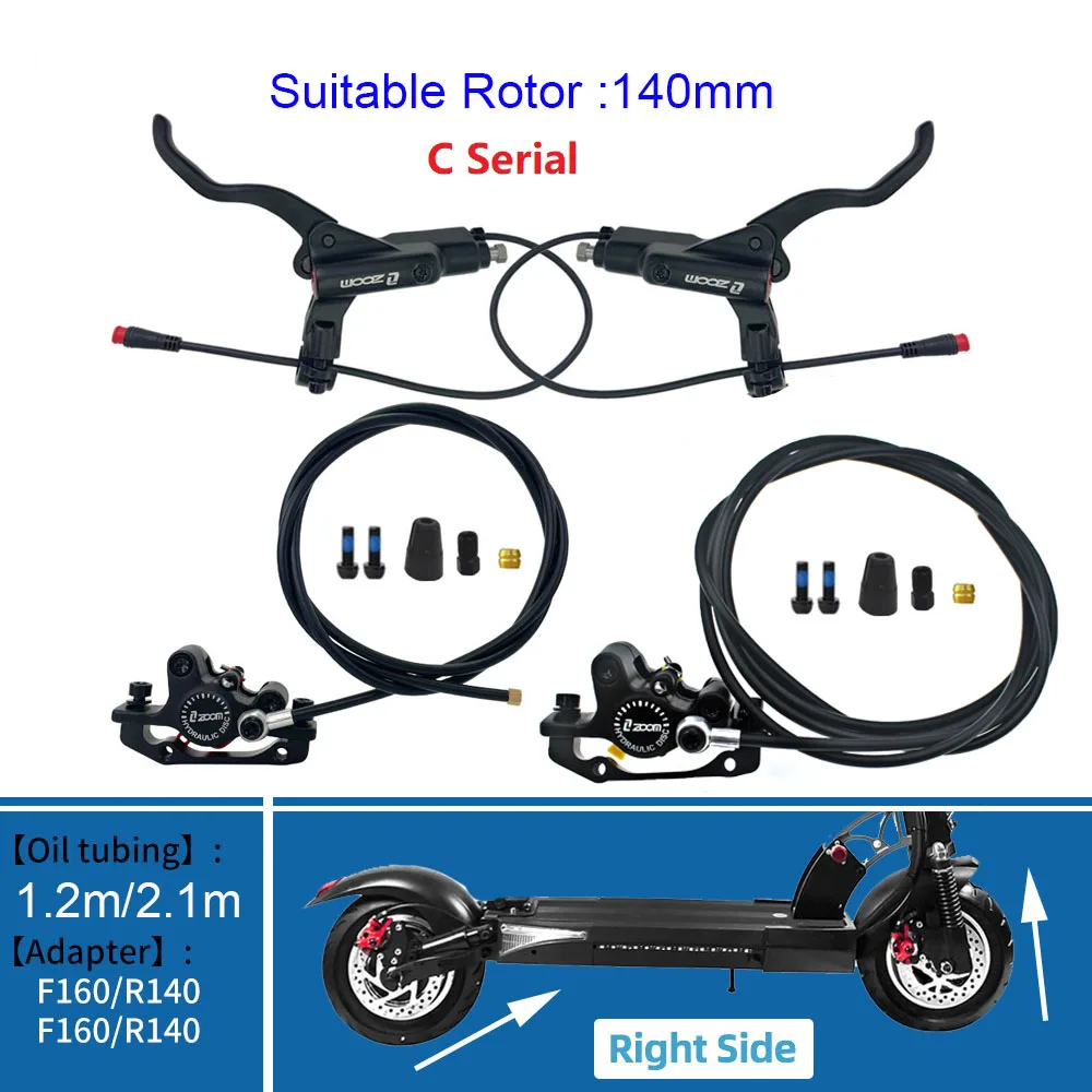 ZOOM Bike Electric Scooter Power Off Control Oil Hydraulic Disc Brake Caliper 2200 1200mm for Zero 10X 11X KUGOO G Booster G1