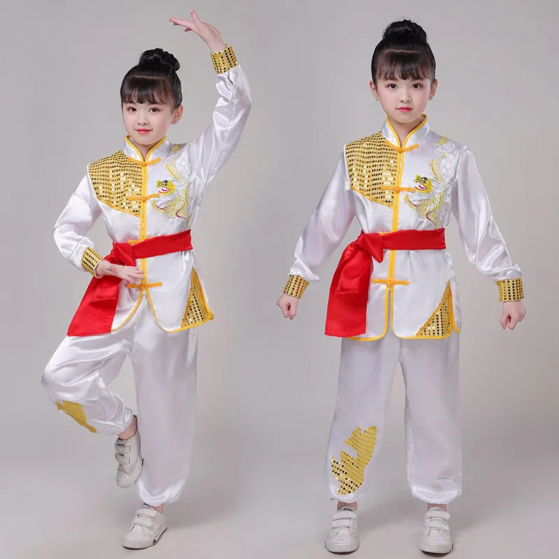 Children's Martial Arts Practice Uniform Chinese-style Dragon Embroidery Training Competition Performance Drum Dance Tai Chi