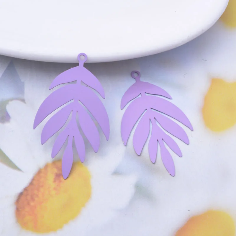 30 Stück AB7017 24*40mm Bemalte Messing-Violett-Fluoreszenz-Blatt-Anhänger für DIY-Schmuck und Ohrringe – Detail 14