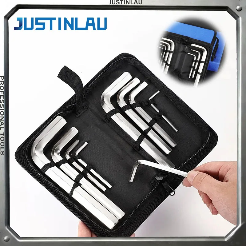 JUSTINLAU 3-19mm Multi Specification Portable Tool Hexagonal Wrench Set Oxford Bag Hexagonal Wrench Set Manual Installation Tool