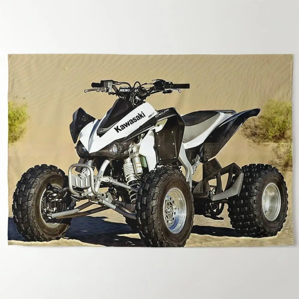 

Kawasaki Kfx Off Road Racing Tapestry Wall Hanging Quad Bike Beach Theme Decor for Dorm Boys Room Car Lover Background Cloth