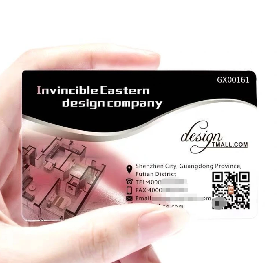 カスタマイズされた透明な名刺 PVC プラスチッククリア名刺防水片面印刷コーナーラウンド
