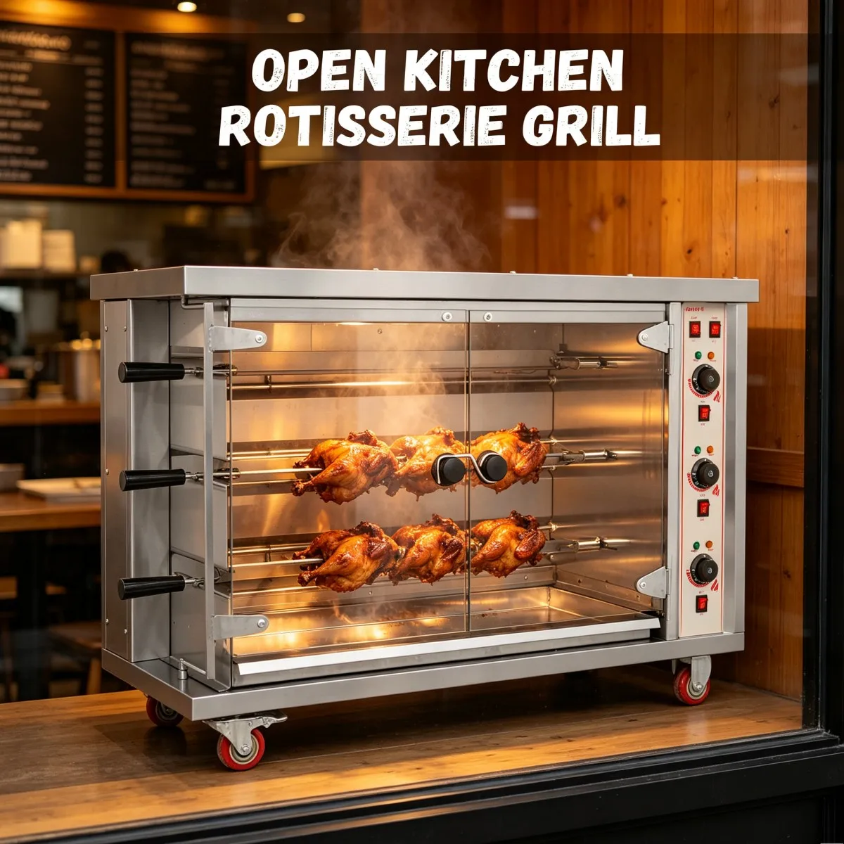Chicken Rotisserie Grill Commercial Gas 6 Rods Stainless Steel Oven for Catering