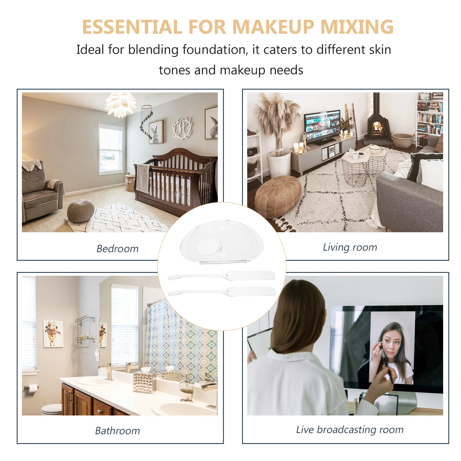 2 セットメイクアップファンデーションパレットセット透明アクリル折りたたみ式ミキシングトレイ液体ファンデーションカラーマッチングポータブル