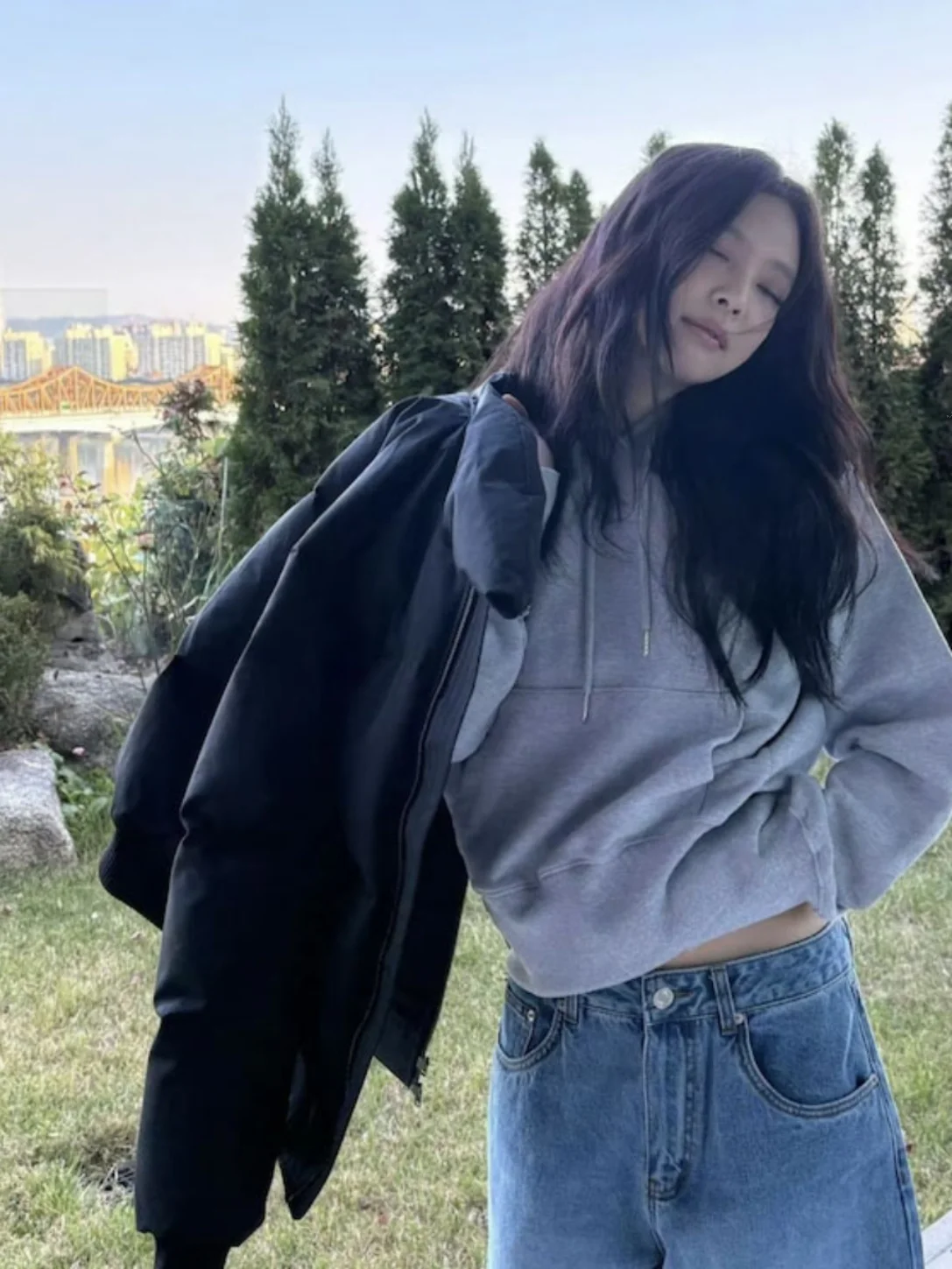 جيني الخريف الشتاء العمل الثقيل Bla الوقوف طوق مزدوج سستة طويلة Sve ort الخبز Sle القطن Jaet المرأة Faion #2