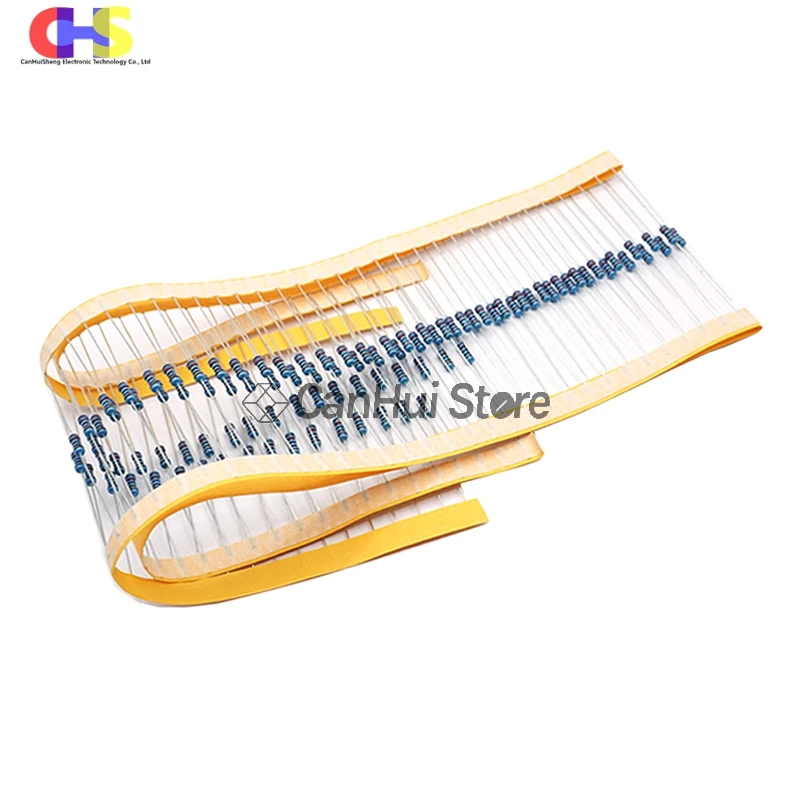 100szt 0.25W 1/4W 1R~22M 1% Metal Film Resistor 0R 2.2R 4.7R 10R 22R 47R 68 100R 220R 1K 1.5K 2.2K 4.7K 10K 100K 470K 1M 10M ohm