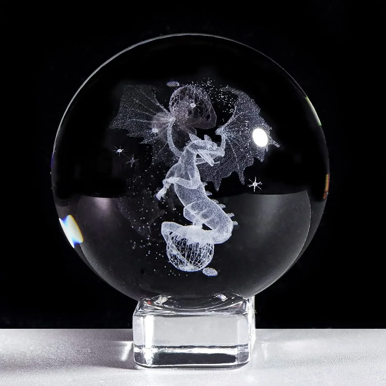Bola de cristal grabada con láser de tierra de 60mm de diámetro, muchos diseños, dragón, gato, galaxia, globo, esfera de cristal, regalo de astronomía, decoración del hogar