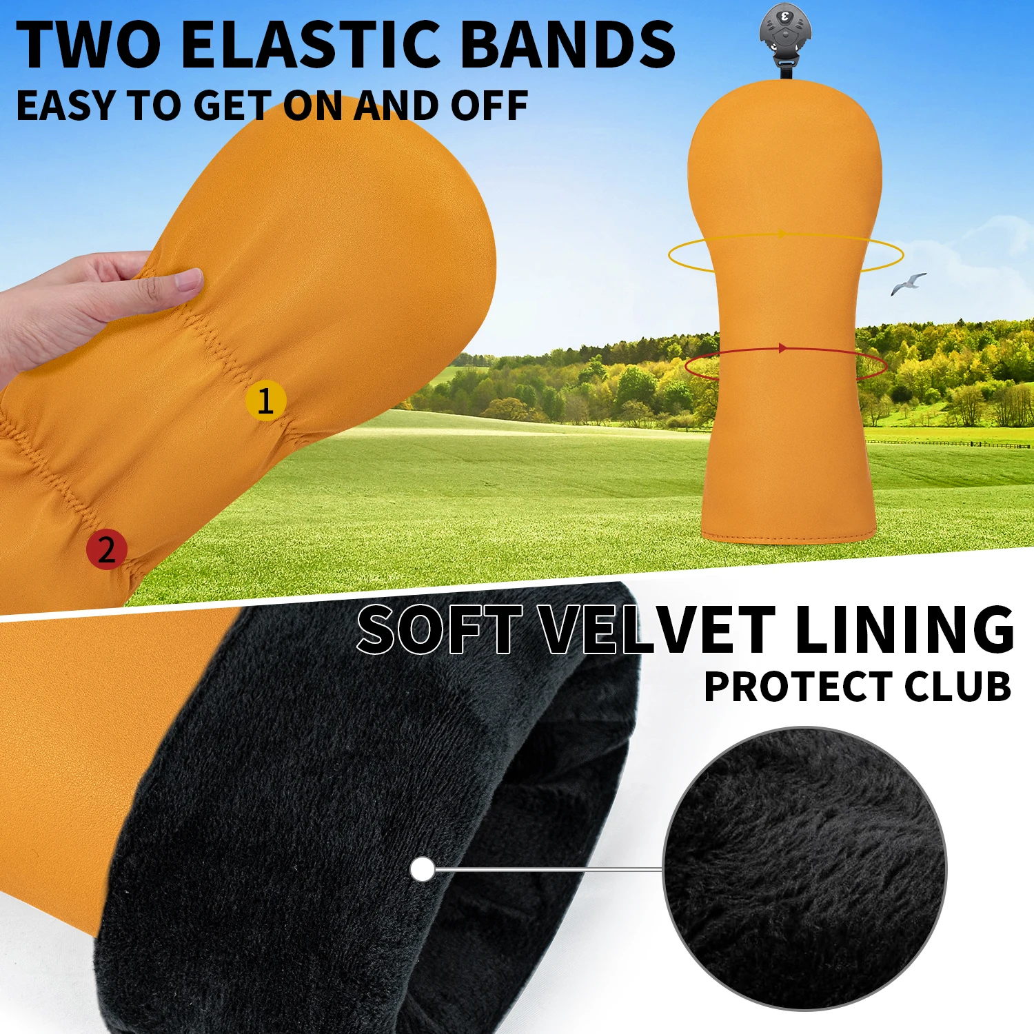 Orange Blank Design Golf Protective Cover, Fashionable Orange Golf Protective Cover, Scratch Resistant and Dustproof image 6