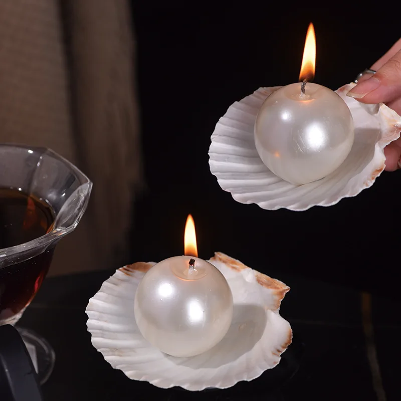 1PC Pearl Shell Scented Candle Ocean Wind Ins Wind High Value Scented Candle Souvenir Home Party Scene Decoration