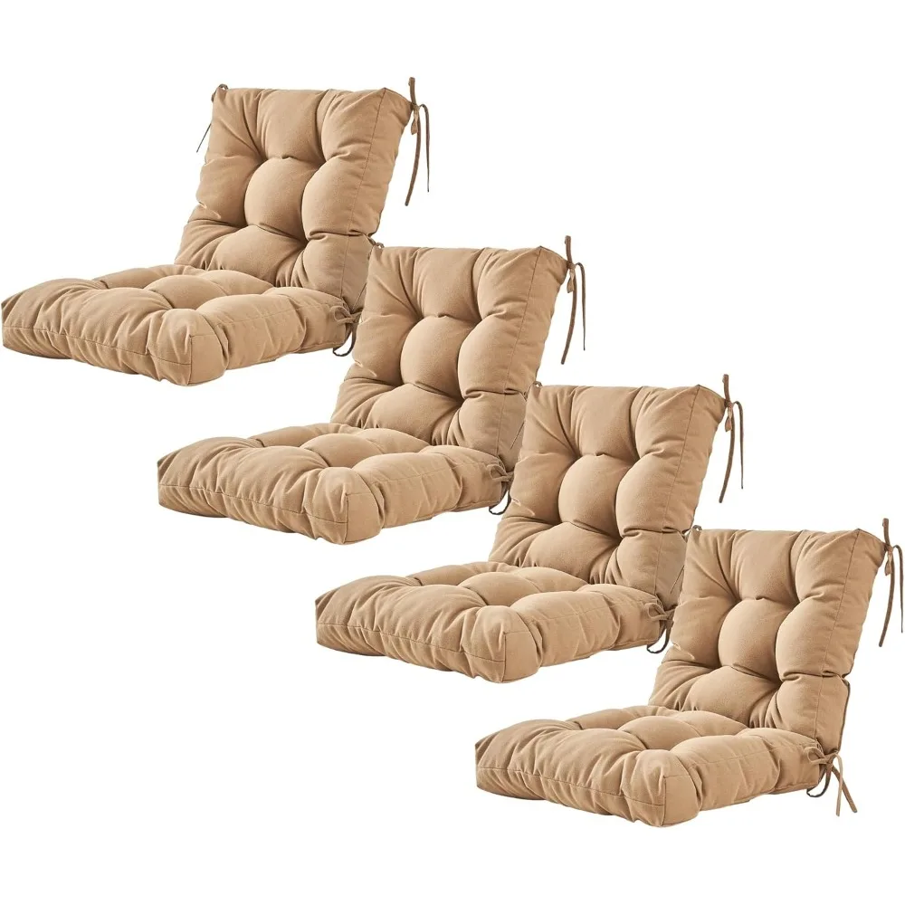 

seat/back outdoor chair cushion,set of 4 patio chair cushion with tie,tufted replacement for patio furniture,20x20x4 inches,4 c