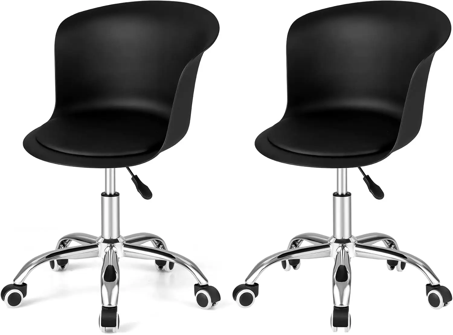

Home Office Desk Chair Set Of 2, Arml Plastic Swivel Rolling Task Chair W/Soft Pu Leather Cushion & Universal Casters, Modern