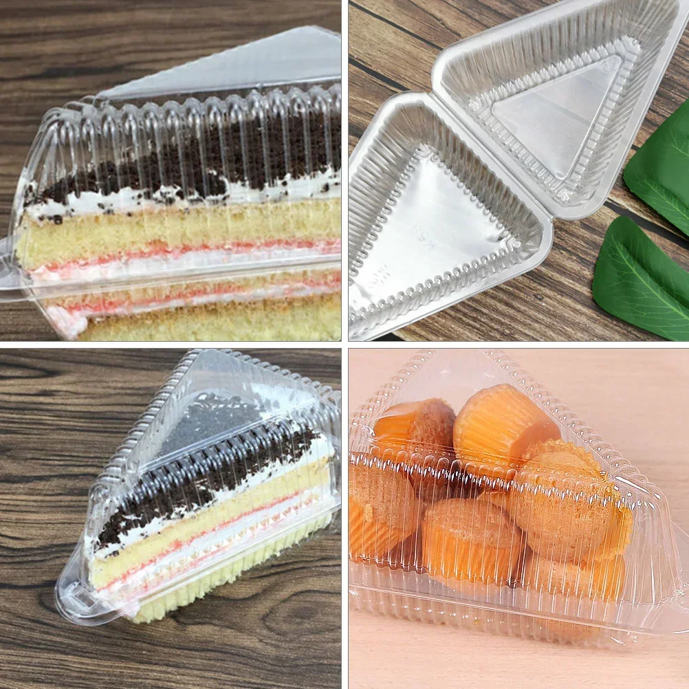 100 unidades de contenedores triangulares para pasteles, tarta de queso, tapa transparente, embalaje, rebanada de pastel, almacenamiento pequeño Mini con tapas