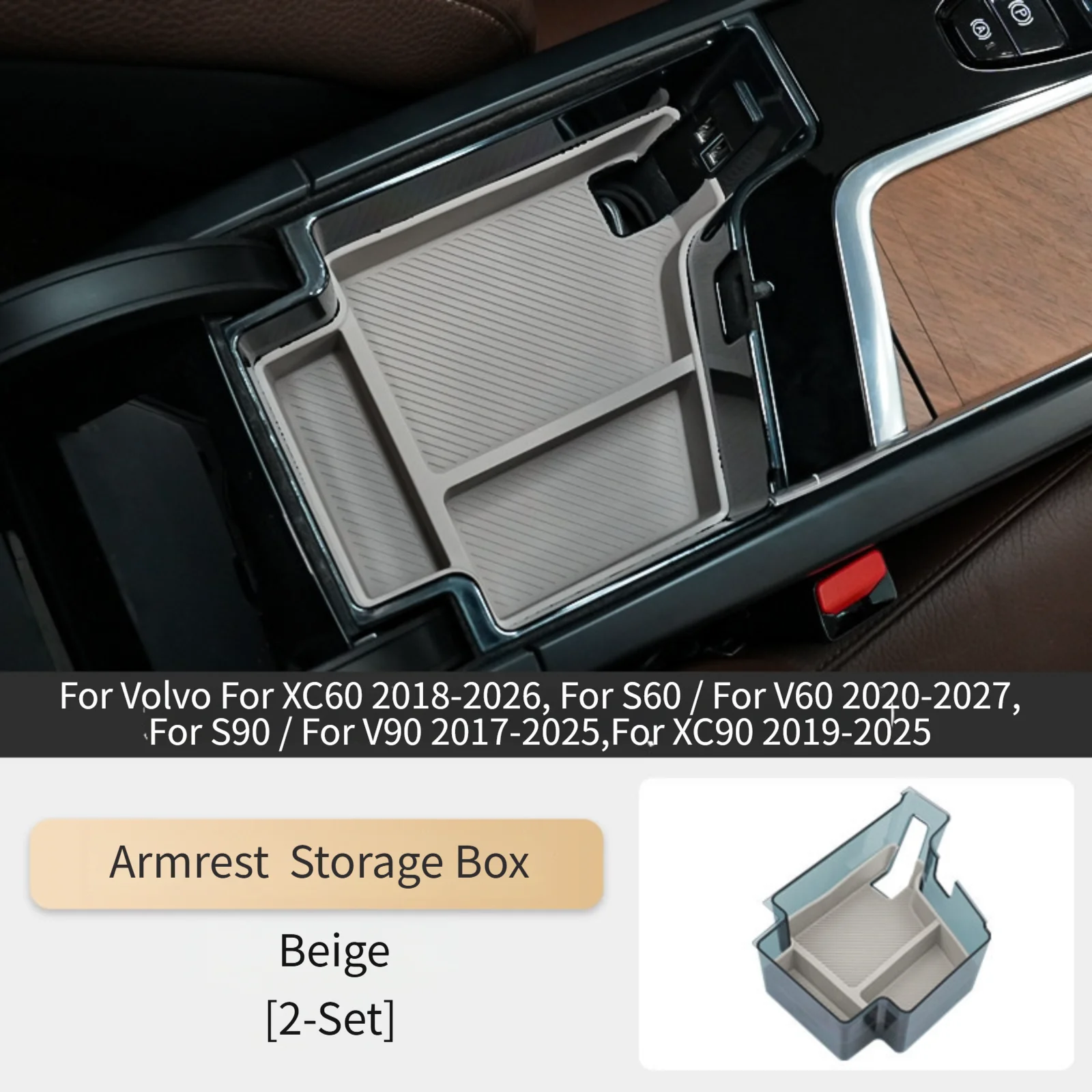 Shock Absorbing Armrest Tray for Volvo For XC60 (2018-2026) (2019-2025) S60/V60 (2020-2027) S90/V90 (2017-2025)