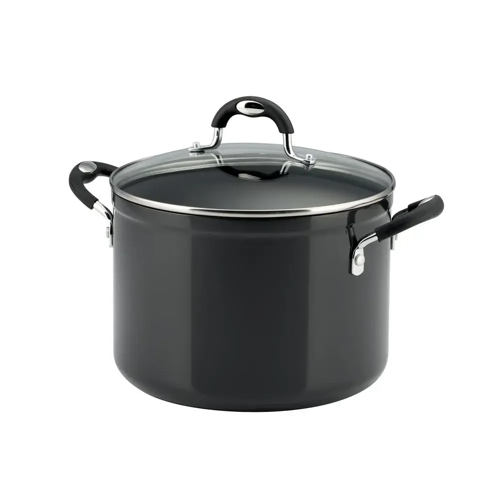 Tramontina Porcelain Enamel Aluminum 8 Quart Covered Stock Pot PFOA-Free Nonstick Durable Exterior Even Heat Distribution Glass