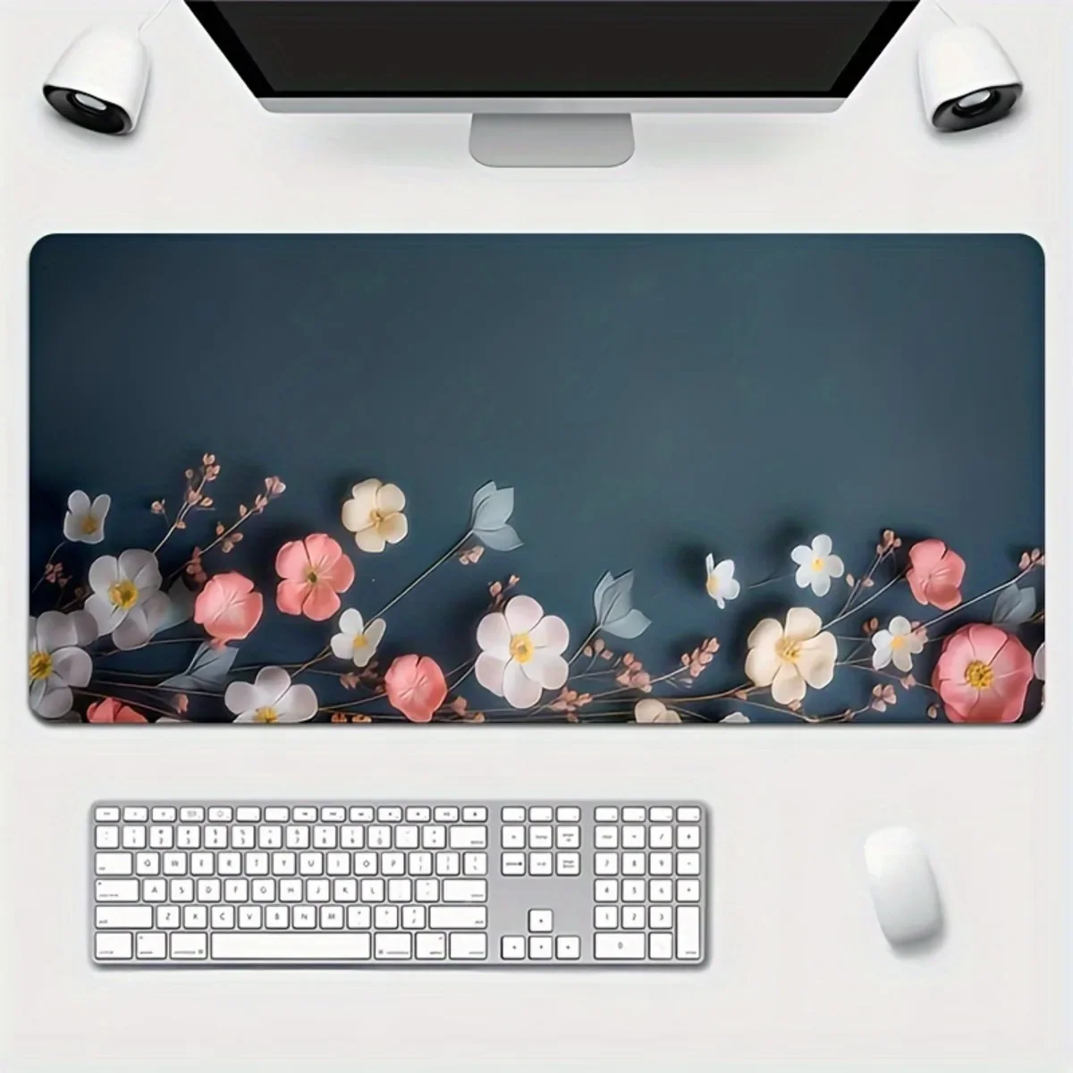 

1pc Rubber Multi-Use Non-Slip Mat HD Floral Pattern Thick Soft Desk Pad for Keyboard Mouse Gaming and Gift Giving