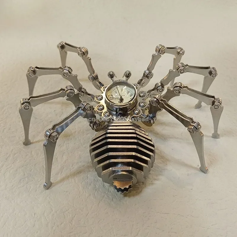 

Stainless Steel Spider Static Mechanical Clock Insect Model Handicraft Assembly Toy Ornaments Clock Desk Decoration Decor