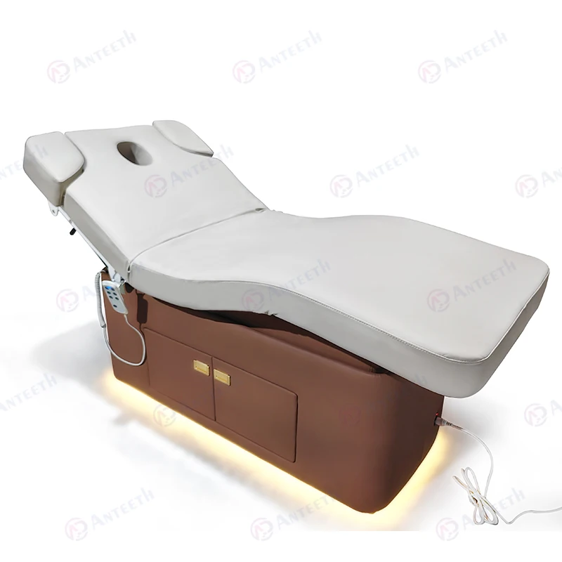 

New Spa Salon Furniture Massage Bed With Wooden Cabinet Treatment Table 4 Motors Adjustable Thermal Electric Massage Table
