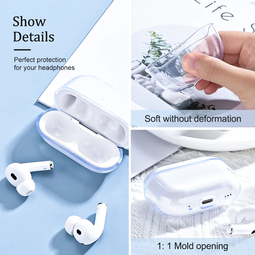 حافظة شفافة لأجهزة AirPods Pro2 2022 حافظة من السيليكون الناعم لأجهزة airpods pro 2 3 1 حافظة شفافة لسماعات الأذن Funda لأجهزة airpod pro