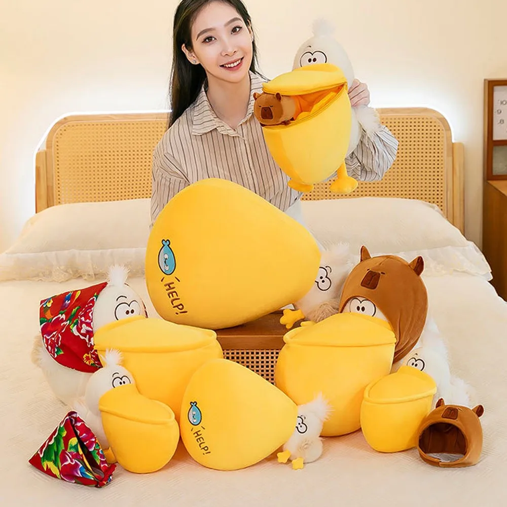 Pelican Capybara Plush Toy Big Mouth PP Cotton Capibara Fluffty Toy Cartoon Cute Capybara Plush Doll Home Decor