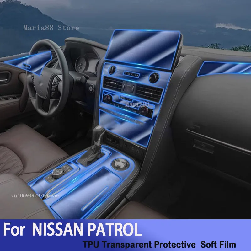 

For NISSAN PATROL 2023 Car Interior Gearbox Panel Film Dashboard Transparent TPU Protective Film Anti-Scratch Repair Car Sticker