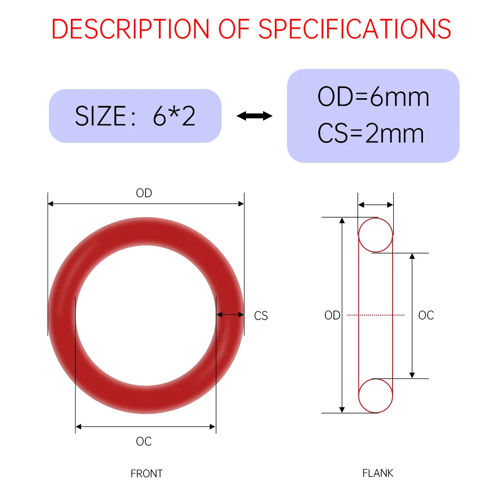 CS1.5/1.0/2.0/2.4mm Red Silicone O Rings  Gasket Kit Set Food Grade Silicone VMQ Seal Washer Cooker Rubber Insulated Silica gel