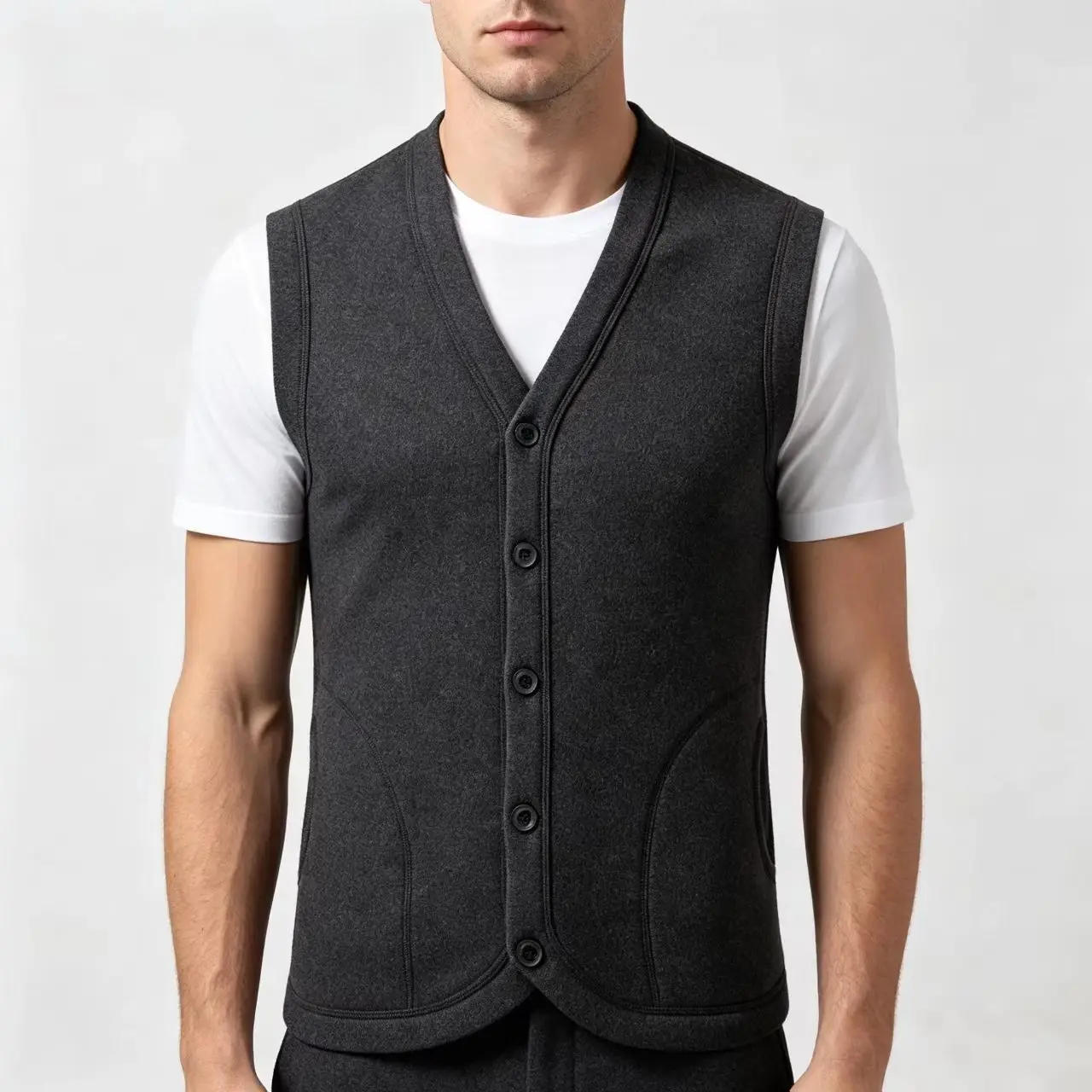 Autumn New Product Men's Velvet Tank Top German Velvet Open Back Sleeveless Solid Color Large Pocket Tank Top Versatile Style