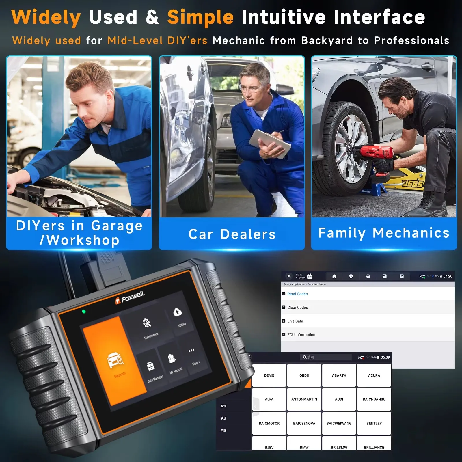 فوكسويل NT716 Obd2 الماسح الضوئي للسيارات ABS SRS نظام نقل المحرك رمز القارئ النفط BMS DPF ABS 9 إعادة تعيين أداة تشخيص السيارة