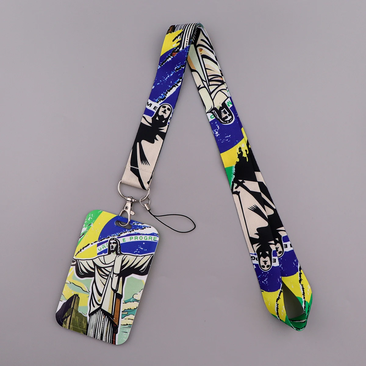 Lanyard seri bendera Amerika Brasil untuk kunci penutup kartu ID tempat lencana kunci telepon Lanyard tali gantungan kunci Aksesori tali