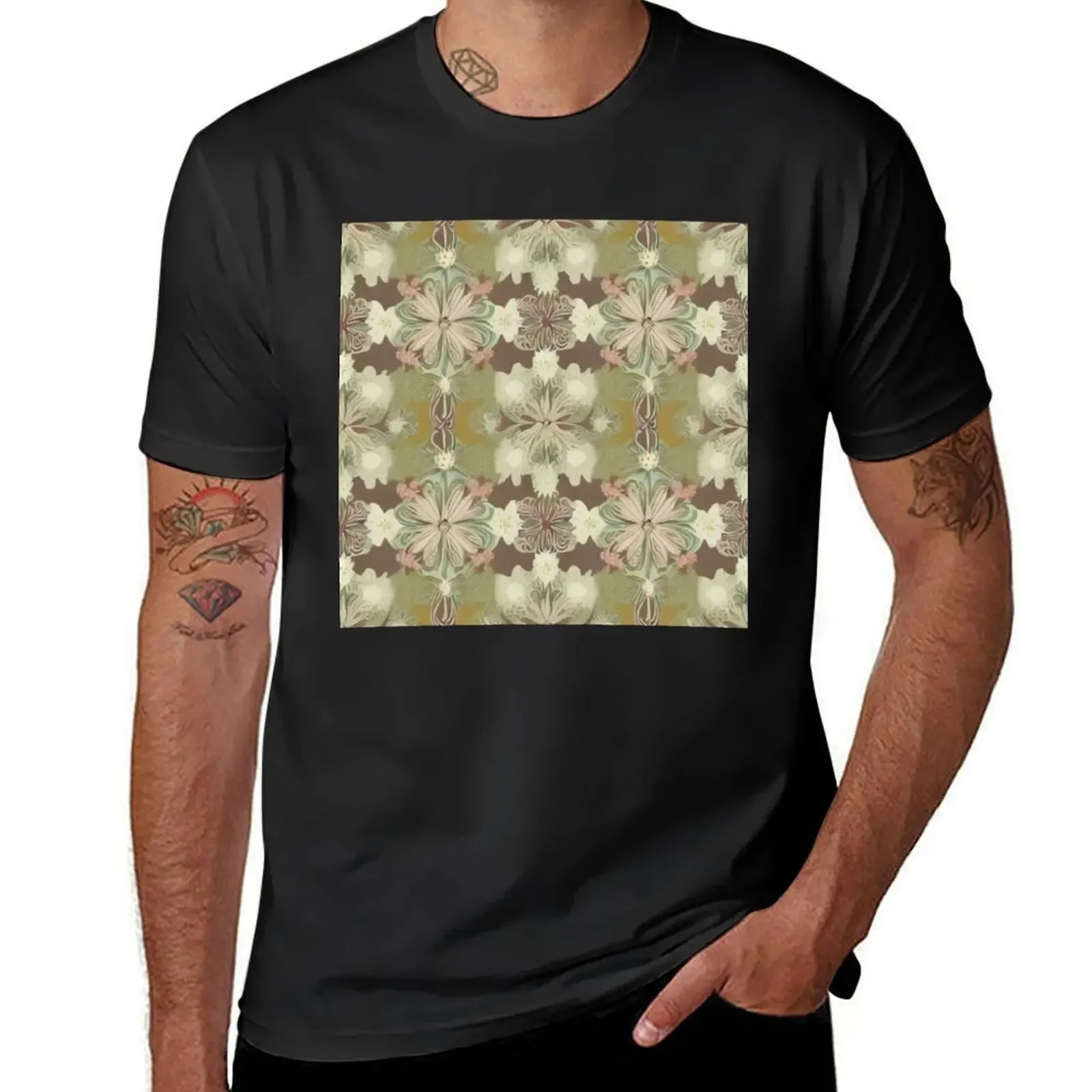 

Seventies flower wallpaper design T-Shirt for a boy vintage graphic tee mens white t shirts