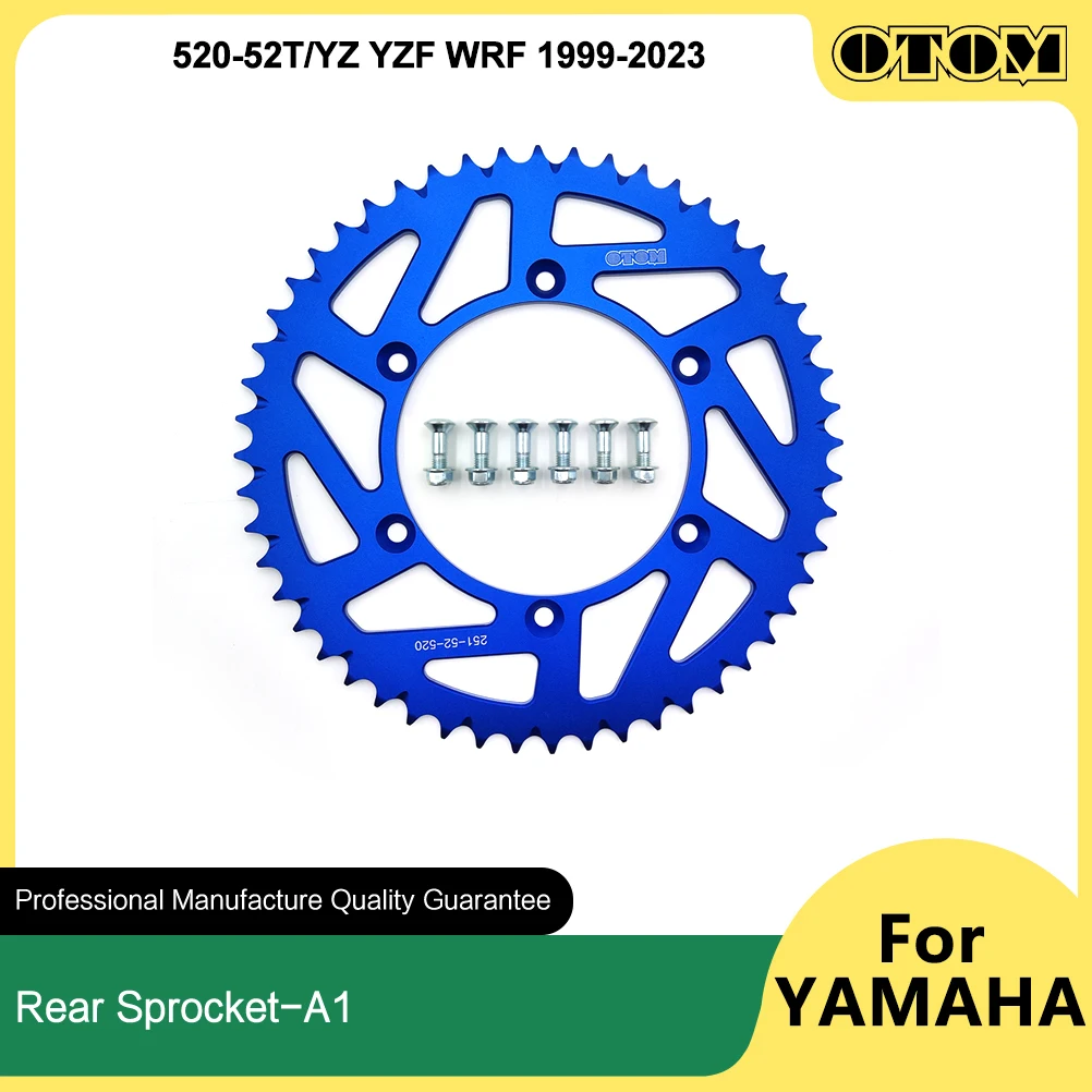 

OTOM 1999-2023 Motorcycle Rear Sprocket Chain 520 52T Aluminum For YAMAHA YZ125 YZ250F YZ250FX YZ450F WR250F WR450F Motorbike