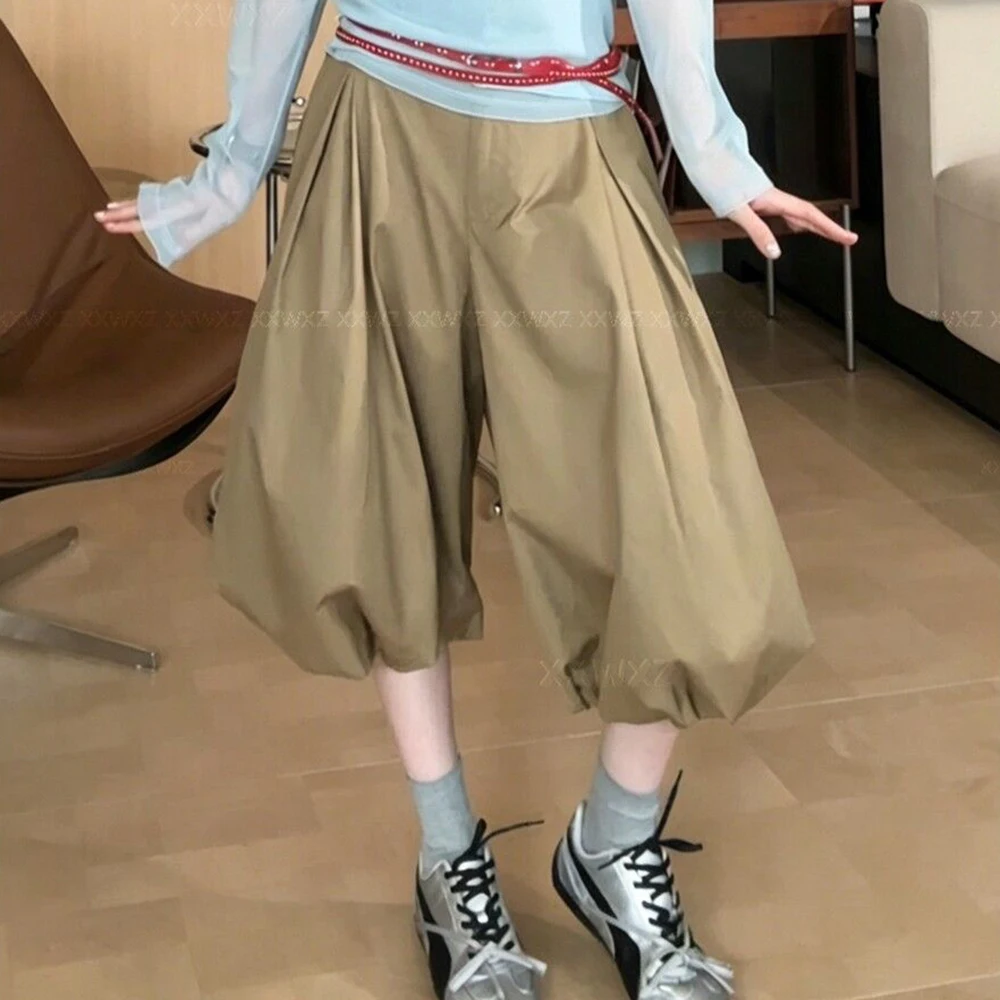 South Korea Dongdaemun summer new simple and loose niche lazy high waist wide legs thin versatile casual bloomers