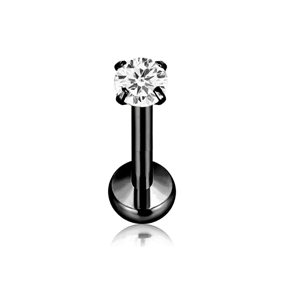 Titanium Round CZ Zircon Threadless Piercing Moon Pin