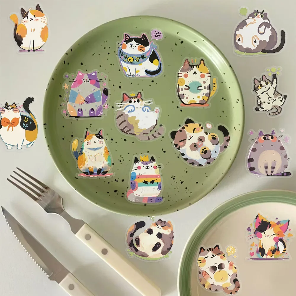 50PCS Cartoon Funny Cat PET Sticker Aesthetic Hand Accounting Transparent DIY Children's Decoration Scrapbooking Supplies