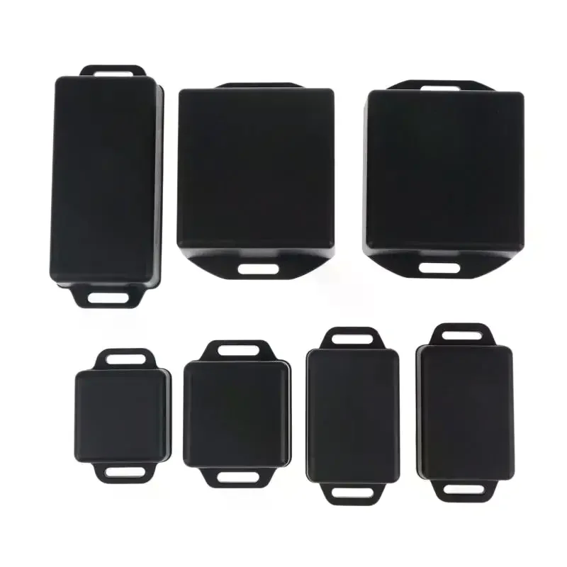Shockproof Black Plastic Electronic Project Enclosure Set Multiple Sizes Mounting Ear For Outdoor Electronic Device Installation