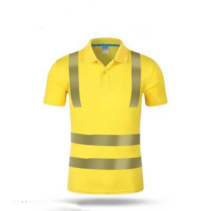 Unisex High Visibility Reflective Safety T-shirt Quick Drying Short Sleeve Workwear Outdoor Construction Protective Work Clothes