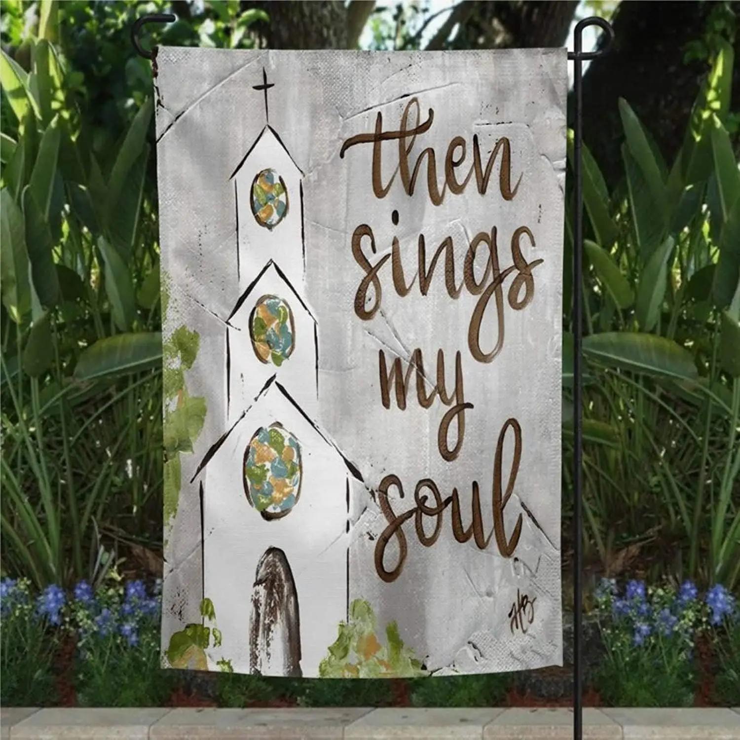 Funny Flags Then Sings My Soul Church Art Church Painting Yard Art Religious Garden Flag How Great Thou Art Religious present Fl