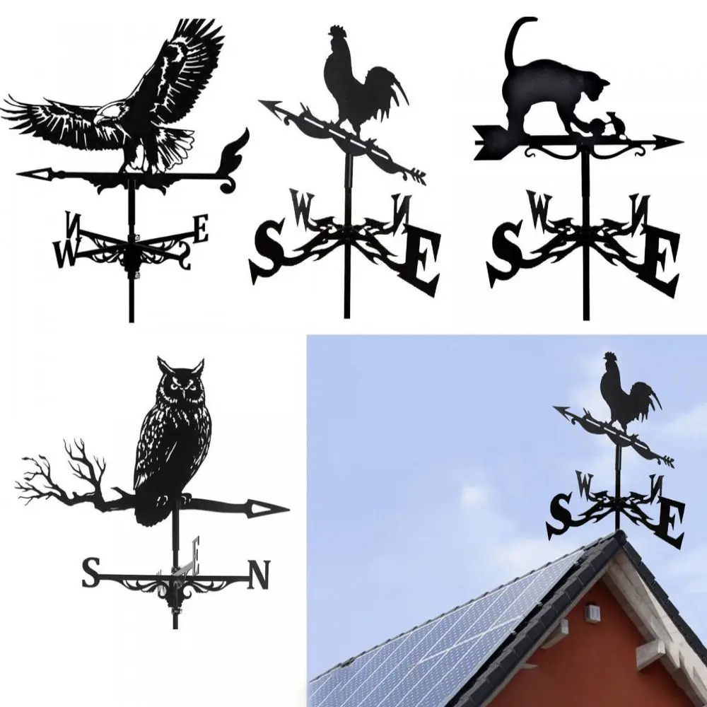 

Black Weather Vane Creativity Roof Garden Decorations Metal Wind Indicator Cat Outdoor Crafts Weathercock