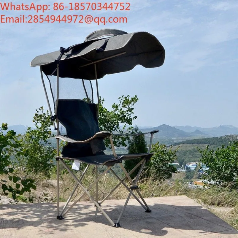 Foldable Outdoor Sun‑Shade Director Chair Portable Fishing Beach Armrest Leisure Chair