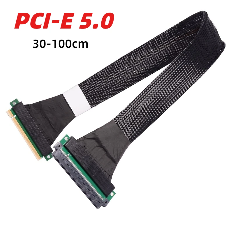 0.3m-1m PCIe X16 5.0 Riser Cable RTX 5090 RTX5080 RTX4090 GPU PCI-E Gen5 Shielded Extreme High-Speed Graphics Card Server Gaming