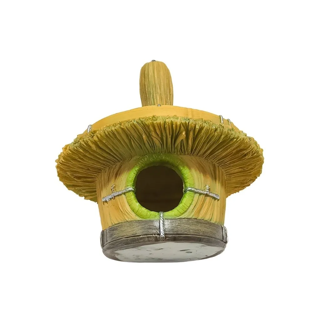Fake Hand-Woven Simulated Thatched Bird Nest Hangable House Shape Hanging Hummingbird House Bird Accessories Bird's Nest Cage