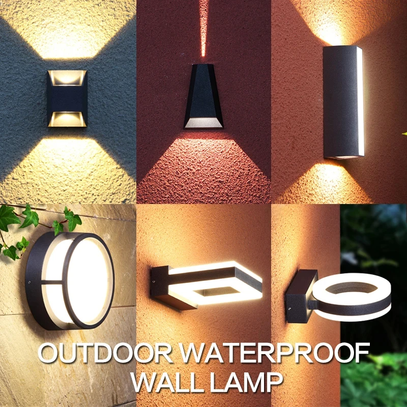 Lámpara LED de pared para exteriores, iluminación impermeable IP65 para porche, balcón, jardín, baño, pasillo