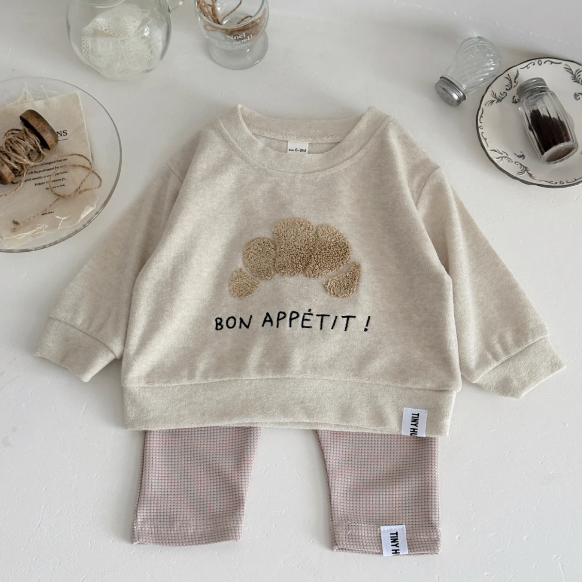 2Pcs/set Autumn New Baby Clothing Infant Clothes Sets Cow Horn Bun Towel Embroidery Top+Pants Set Newborn Baby Girls Boys Outfit 5