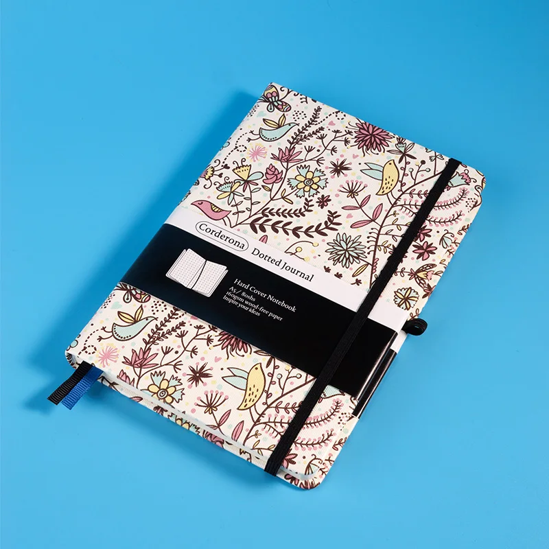 Floral Bullet Dotted Journal 160gsm Thick Paper Kawaii Diary Elastic Band A5 Hard Cover Notebook