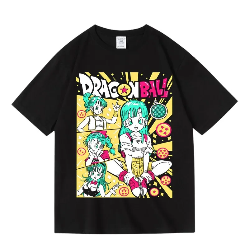 Japanese Anime Dragon Ball Bulma Retro Comic T Shirt Men Women Fashion Streetwear Oversized Short Sleeve Graphic Tee Tops