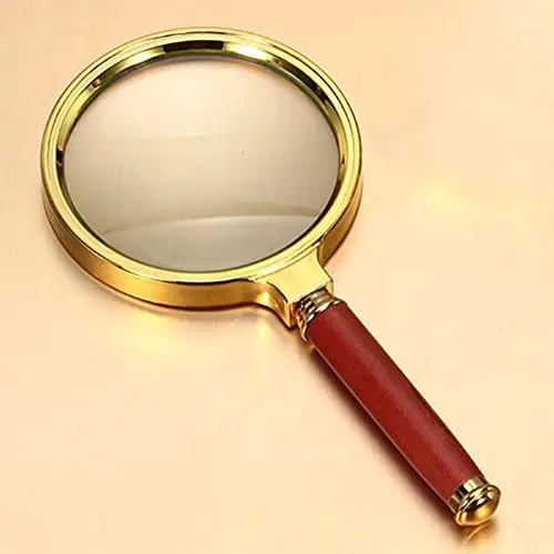 10X Handheld Magnifying Glass Antique Mahogany Handle Magnifier 60mm Lens For Science Seniors Reading Inspection